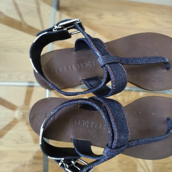 Burberry Canvas Plaid Check Ankle Strap Thong Sandals 38.5/8 - Picture 13 of 16